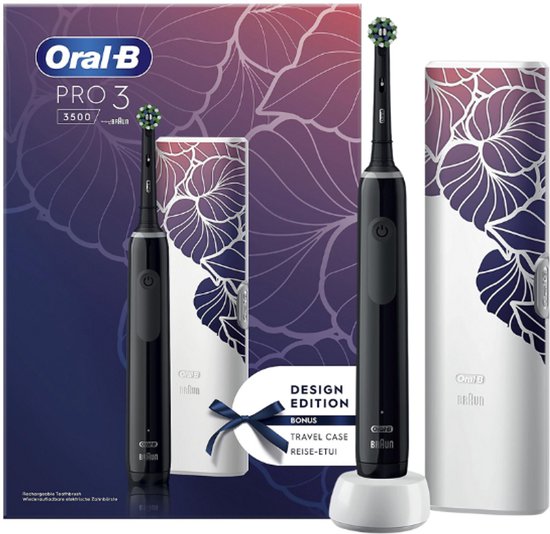 Oral-B Pro 3 3500 Zwart Elektrische Tandenborstel Floral Edition