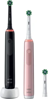 Oral B Pro 3 3900 Duo elektrische tandenborstel zwart en roze