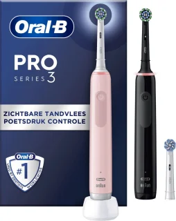 Oral B Pro 3 3900 Duo elektrische tandenborstel zwart en roze