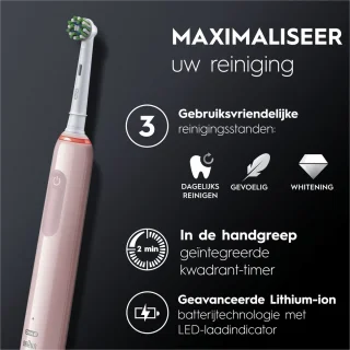Oral B Pro 3 3900 Duo elektrische tandenborstel zwart en roze