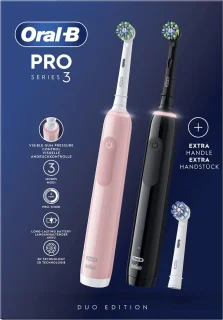 Oral B Pro 3 3900 Duo elektrische tandenborstel zwart en roze