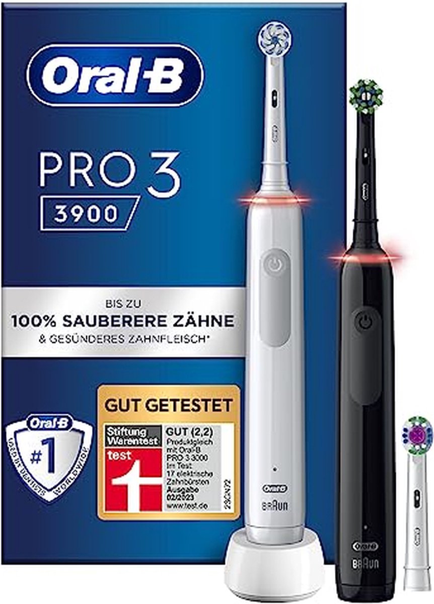 Oral-B Pro 3 3900 Duo Elektrische Tandenborstel Zwart Wit