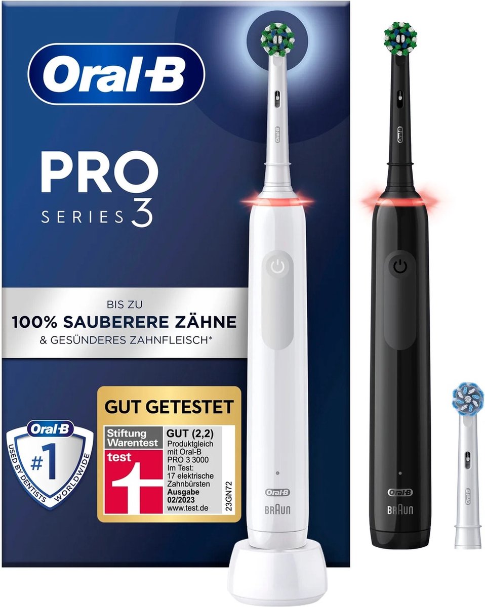 Oral-B Pro 3 3900 Duo Elektrische Tandenborstel Zwart Wit
