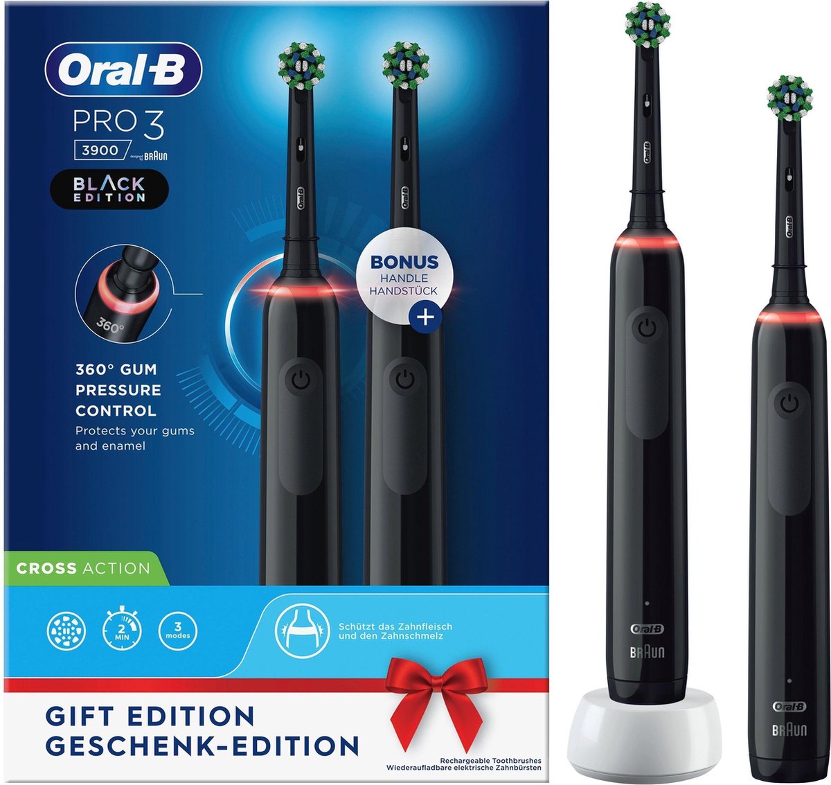 De Oral-B Pro 3 3900 Elektrische Tandenborstel Duo in één oogopslag