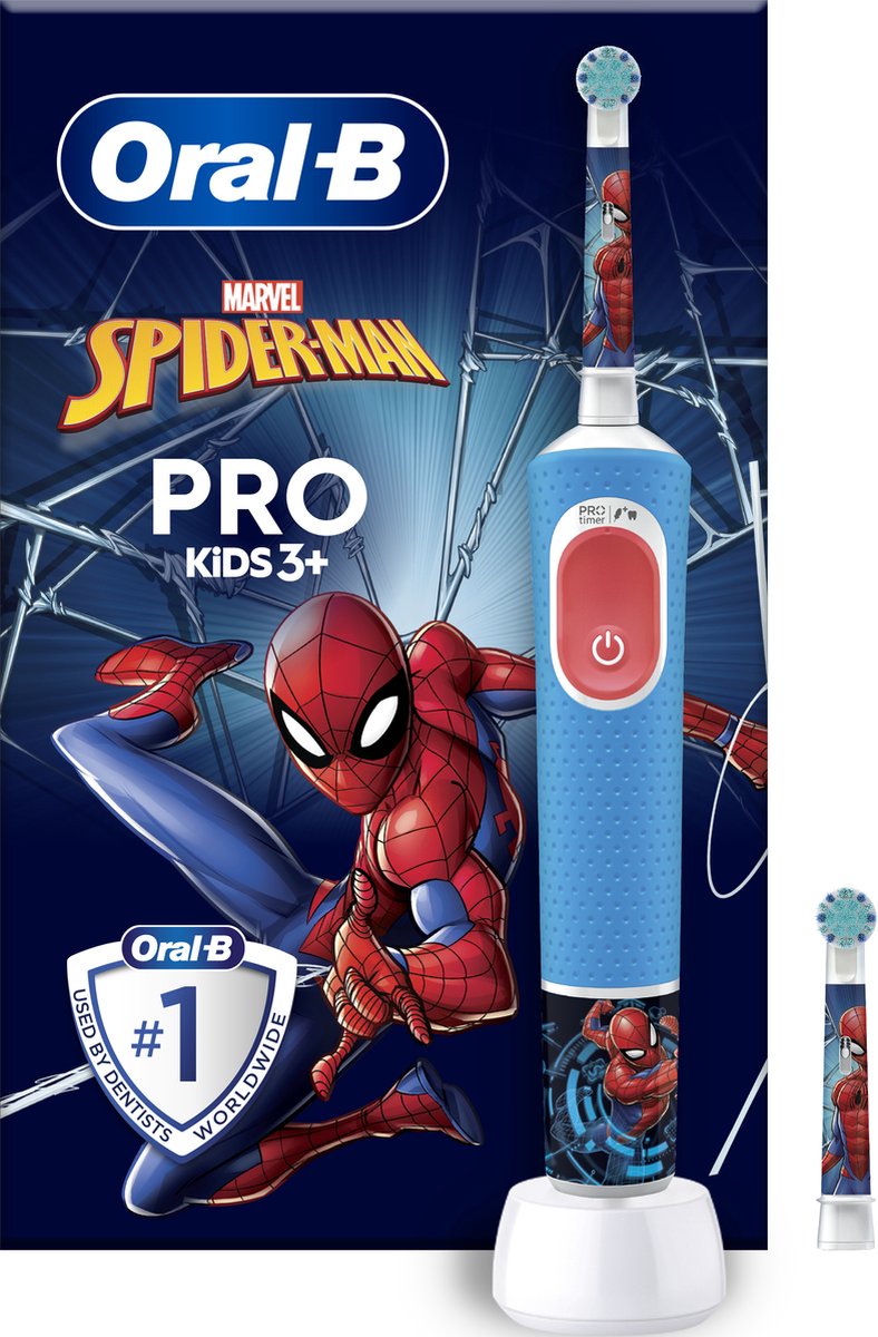 De Oral-B Pro Kids Spider-Man Elektrische Tandenborstel 2 Opzetborstels in één oogopslag