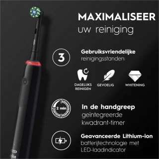 Oral-B Pro3 3000 elektrische tandenborstel inclusief 2 opzetborstels