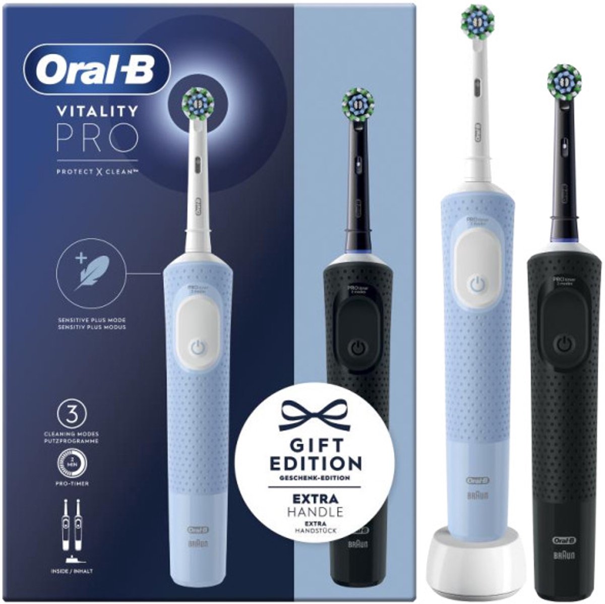 Oral-B Vitality Pro D103 Elektrische Tandenborstel Duopack Blauw/Zwart