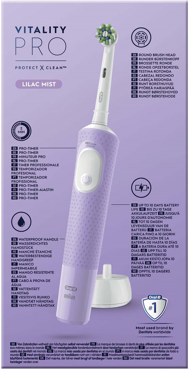 Oral-B Vitality Pro Protect X Clean elektrische tandenborstel Lilac Mist
