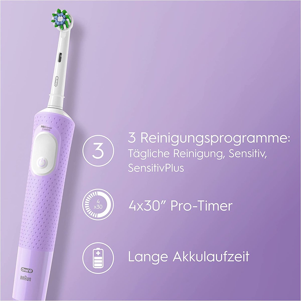 Oral-B Vitality Pro Protect X Clean elektrische tandenborstel Lilac Mist