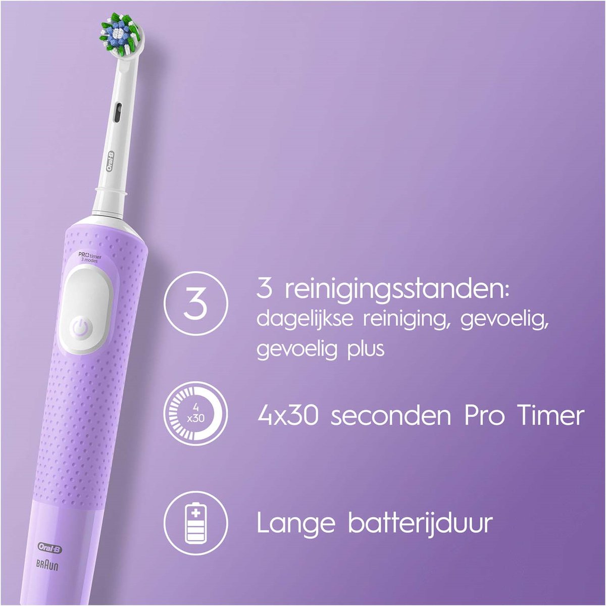 Oral-B Vitality Pro Protect X Clean elektrische tandenborstel Lilac Mist