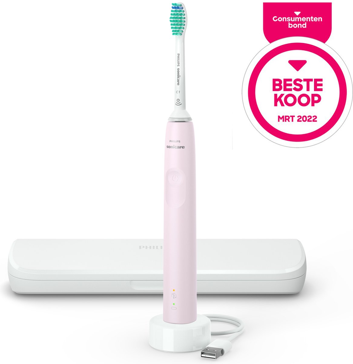 Wat vinden we goed aan de Philips Sonicare 3100 HX3673/11 Roze elektrische tandenborstel