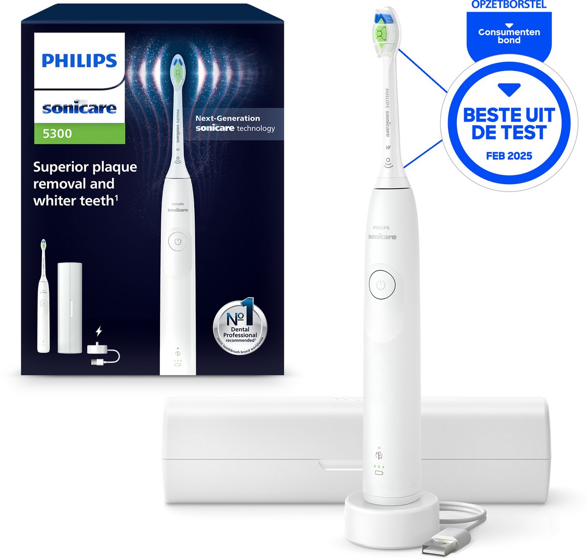 Philips Sonicare 5300 HX7108/02 Elektrische Tandenborstel Wit