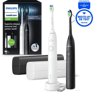 Philips Sonicare 5300 Series HX7109/01 Duo Elektrische Tandenborstels Wit & Zwart