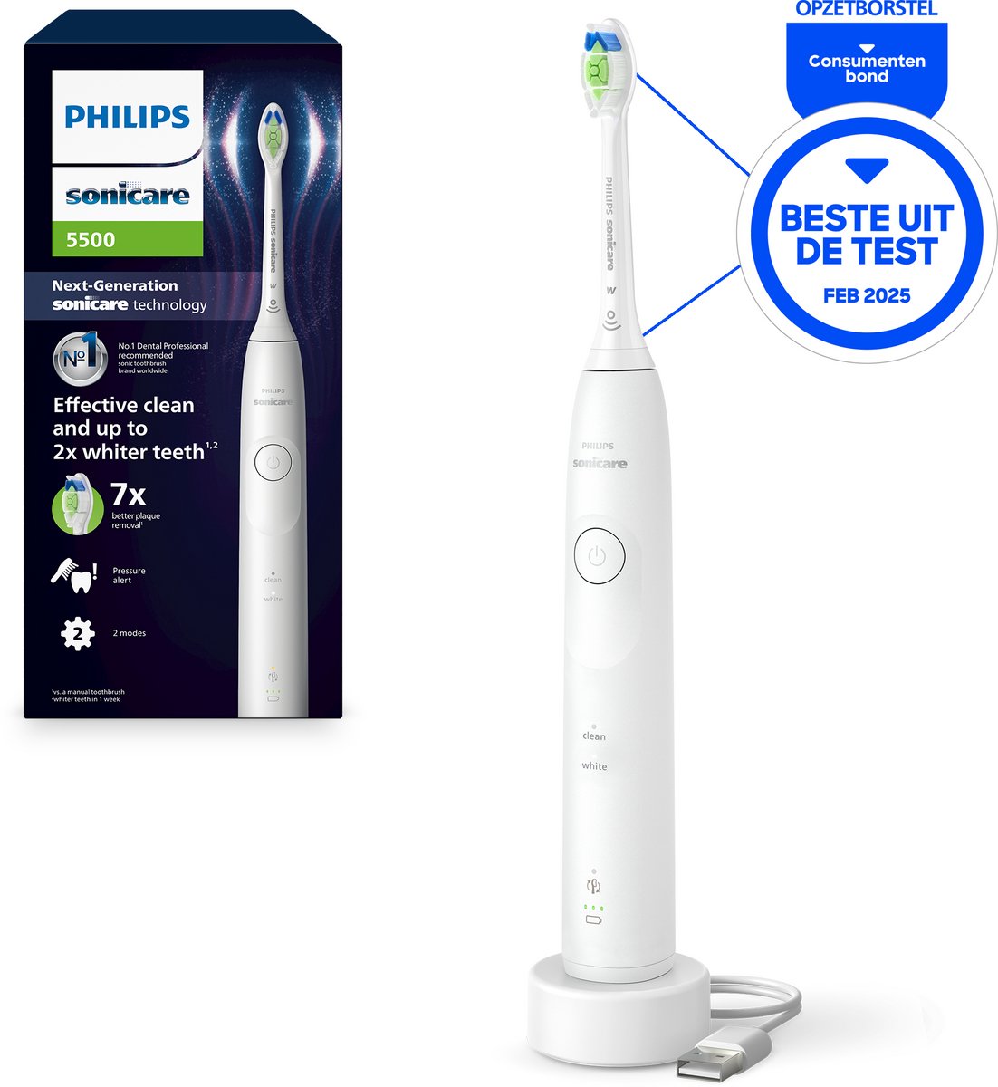 Philips Sonicare 5500 Series Elektrische Tandenborstel HX7110/01 Wit