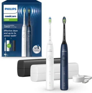 Philips Sonicare 5500 Series HX7119/01 Elektrische Tandenborstels Duopack Wit & Blauw
