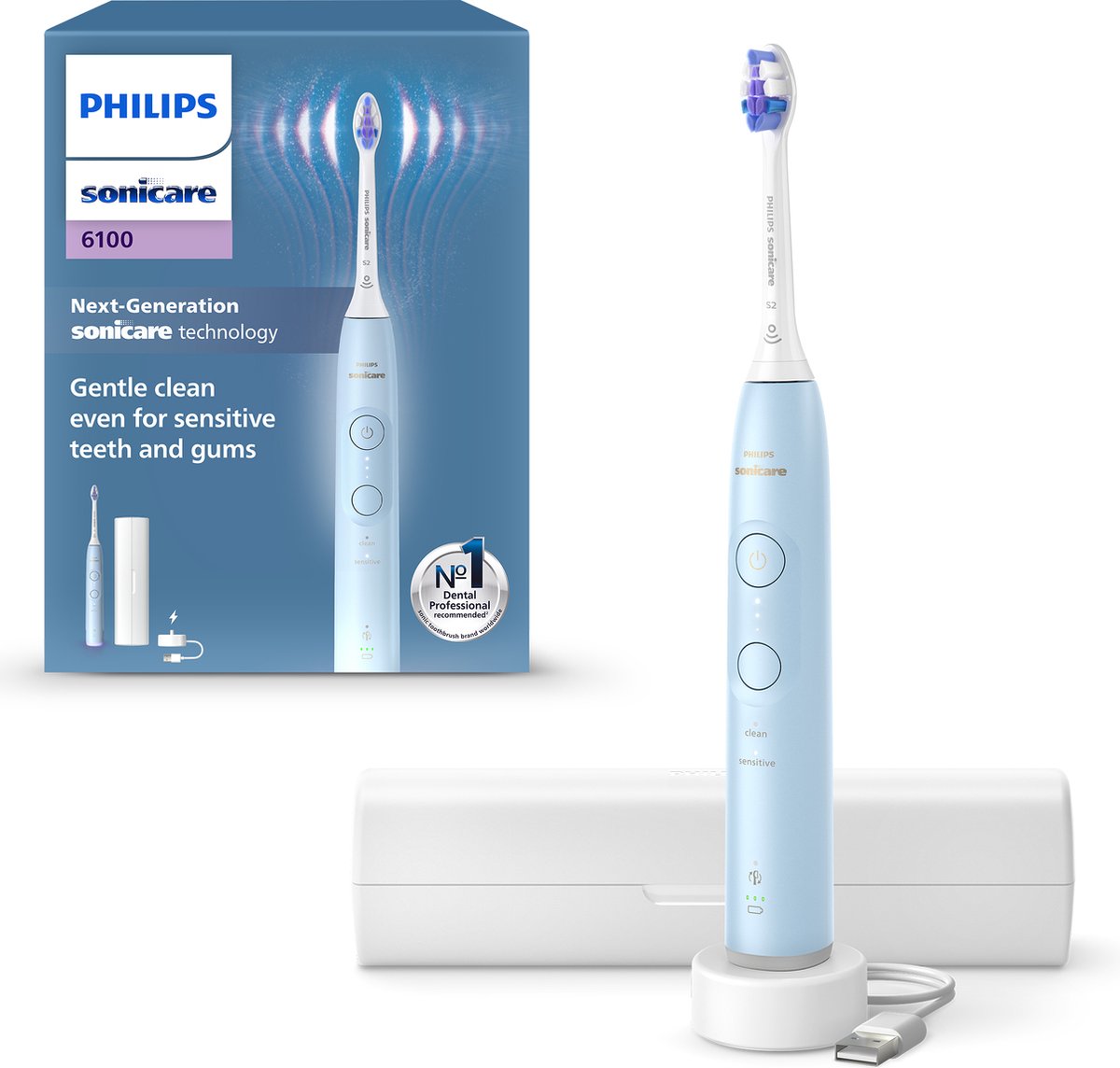 Philips Sonicare 6100 HX7406/02 Elektrische Tandenborstel Lichtblauw