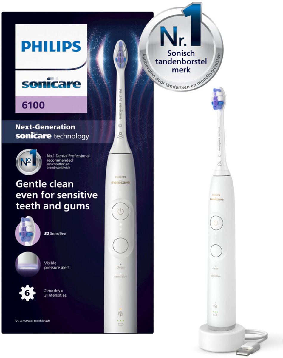 Philips Sonicare 6100 Series HX7400/01 Elektrische tandenborstel Wit
