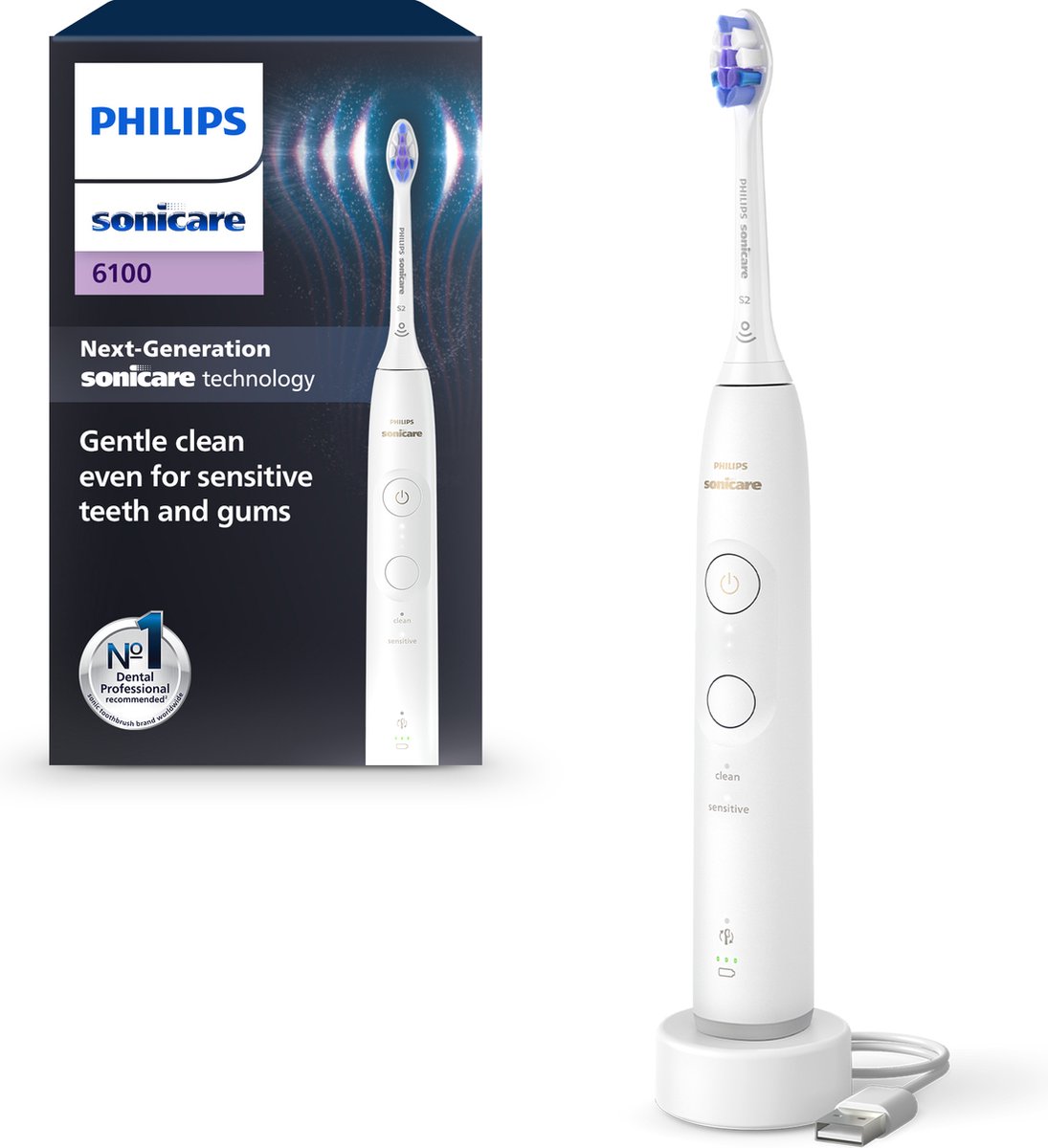 Philips Sonicare 6100 Series HX7400/01 Elektrische tandenborstel Wit