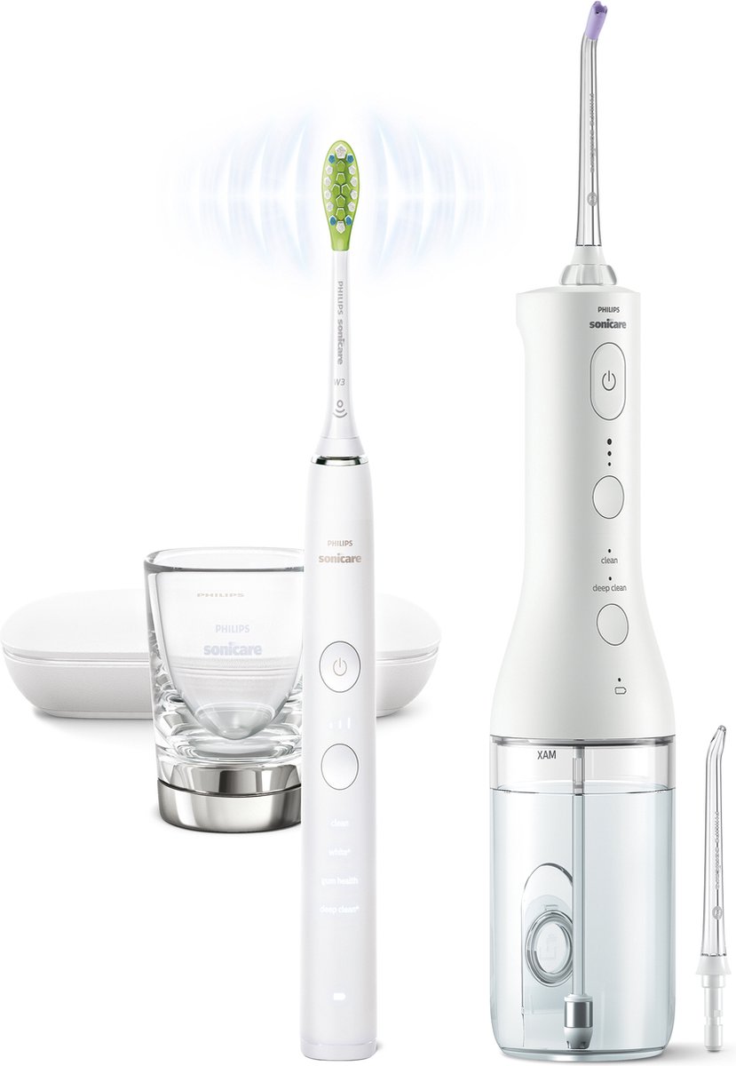Philips Sonicare Diamondclean 9000 HX9911/27 en Power Flosser 3000 HX3806/31 Wit