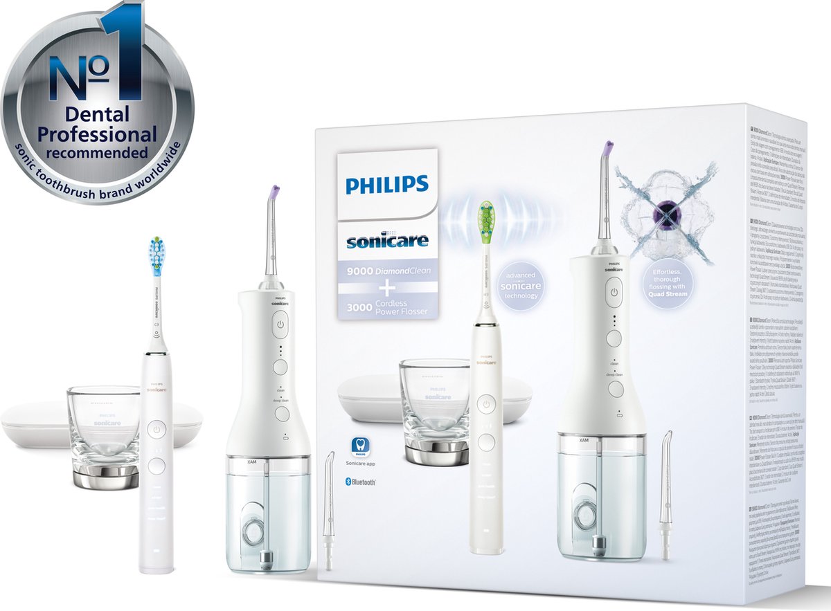 Philips Sonicare Diamondclean 9000 HX9911/27 en Power Flosser 3000 HX3806/31 Wit