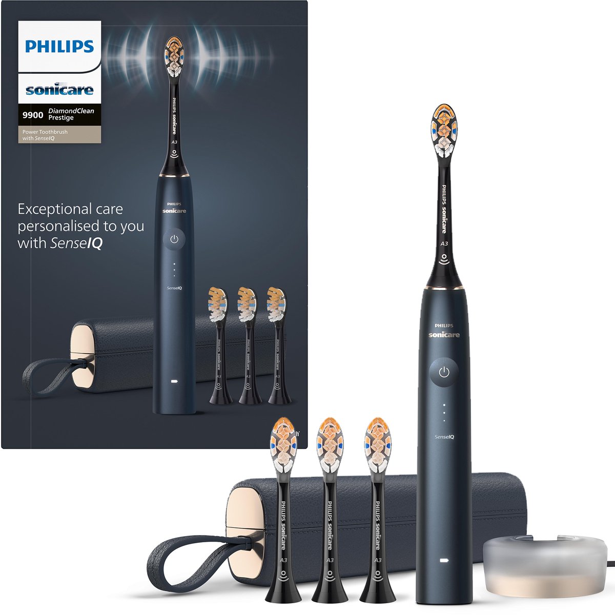 De Philips Sonicare DiamondClean Prestige 9900 Elektrische Tandenborstel Donkerblauw HX9992/45 in één oogopslag