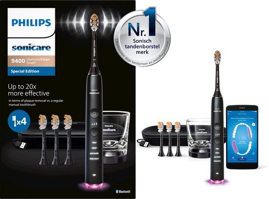 Philips Sonicare Diamondclean Smart 9400 HX9918/89 Zwart elektrische tandenborstel