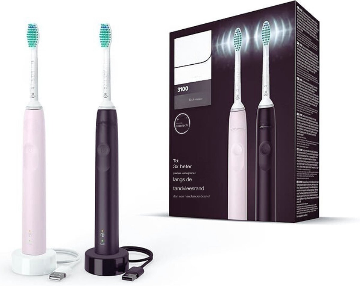 Philips Sonicare HX3675/15 Tandenborstel Dubbelpack Roze & Zwart