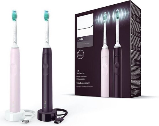 Philips Sonicare HX3675/15 Tandenborstel Dubbelpack Roze & Zwart