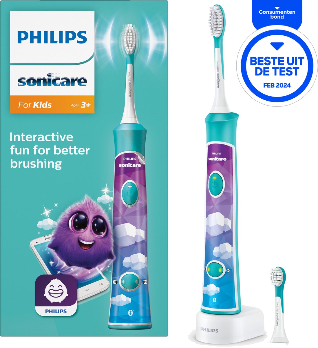 Wat vinden we goed aan de Philips Sonicare Kids HX6322/04 elektrische tandenborstel blauw