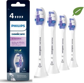 De Philips Sonicare Optimal Sensitive Opzetborstels HX6054/10, 4 stuks, wit in één oogopslag
