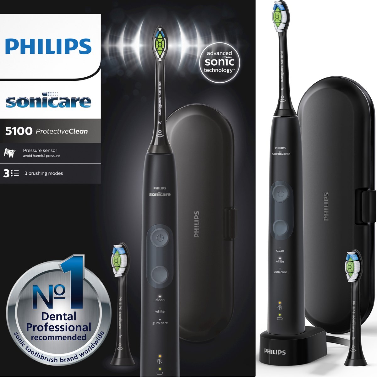 De Philips Sonicare ProtectiveClean 5100 HX6850/47 Elektrische tandenborstel in één oogopslag