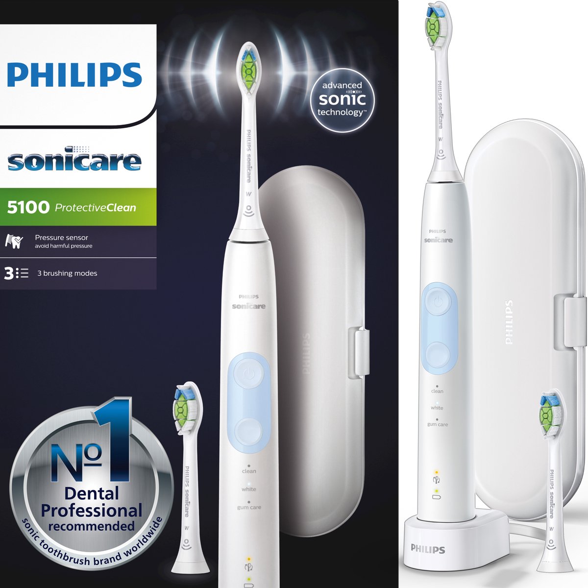 De Philips Sonicare ProtectiveClean 5100 HX6859/29 elektrische tandenborstel in één oogopslag