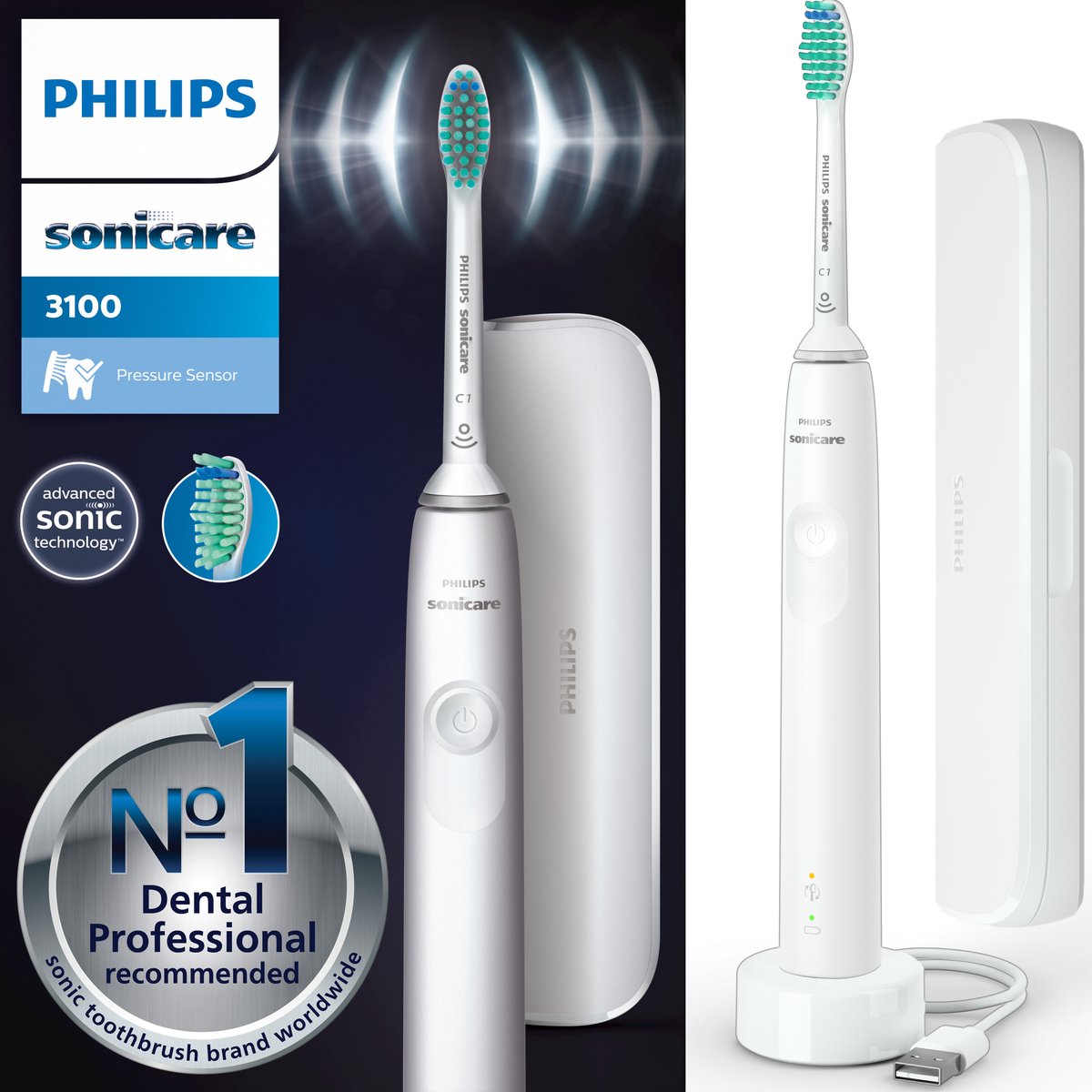 Philips Sonicare Series 3100 HX3673/13 elektrische tandenborstel