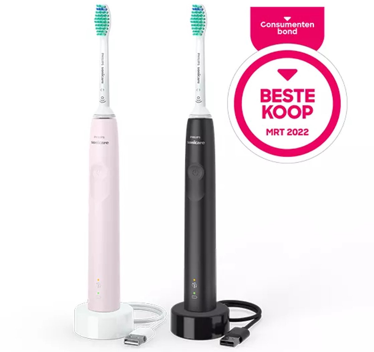 Philips Sonicare Series 3100 HX3675/15 Duopack Zwart & Roze