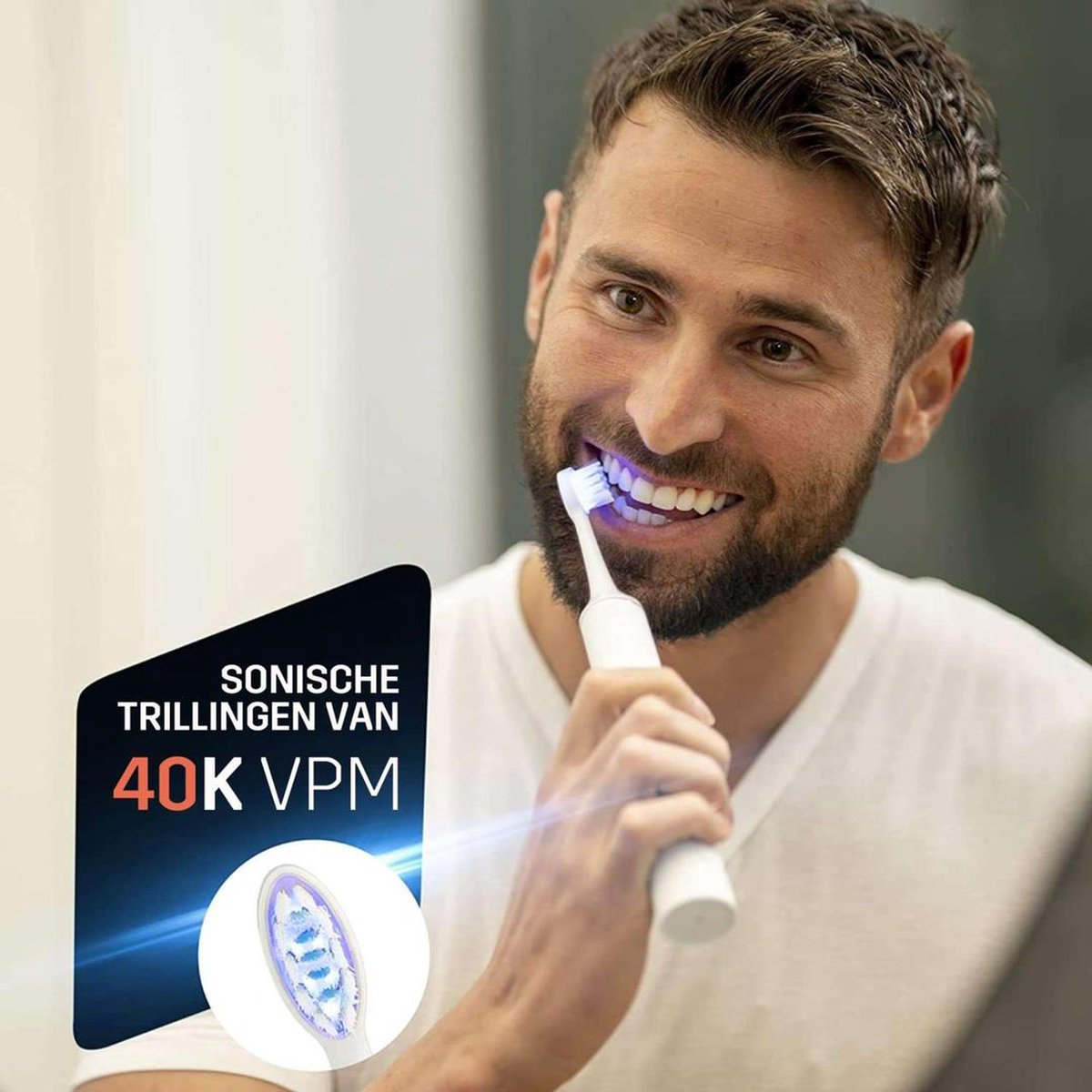 Power Whitening Elektrische Tandenborstel Ultrasoon Wit
