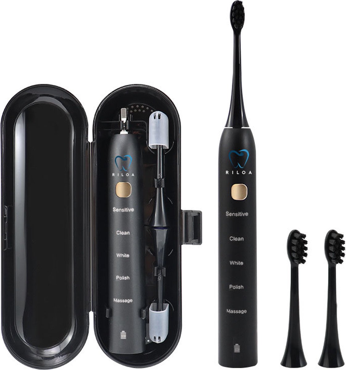 Riloa Elektrische Tandenborstel Zwart Met Case USB-C
