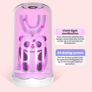 Roze U-vormige elektrische tandenborstel voor kinderen 2-6 jaar