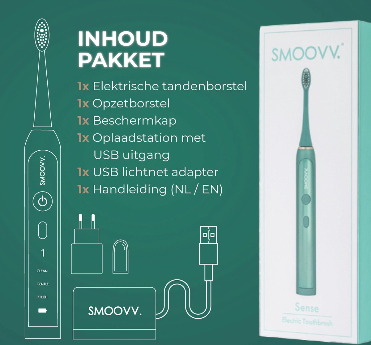 Smoovv Sense Elektrische Sonische Tandenborstel Groen