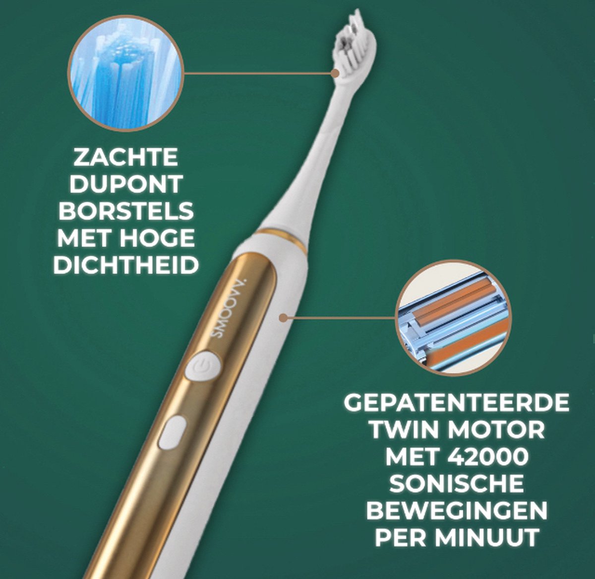 Smoovv Sense Elektrische Sonische Tandenborstel Wit Goud