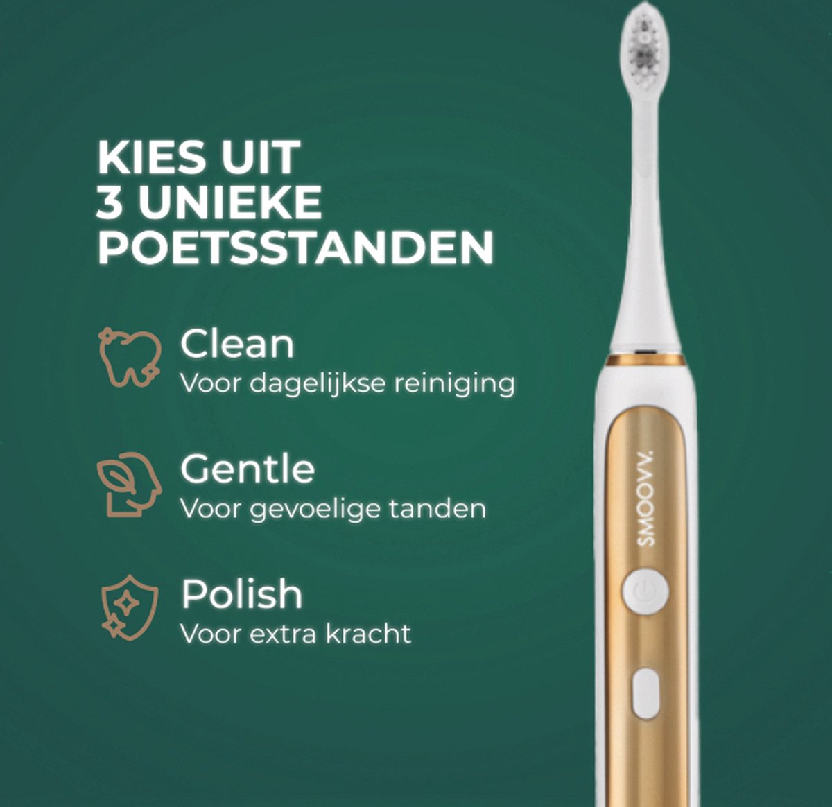 Smoovv Sense Elektrische Sonische Tandenborstel Wit Goud