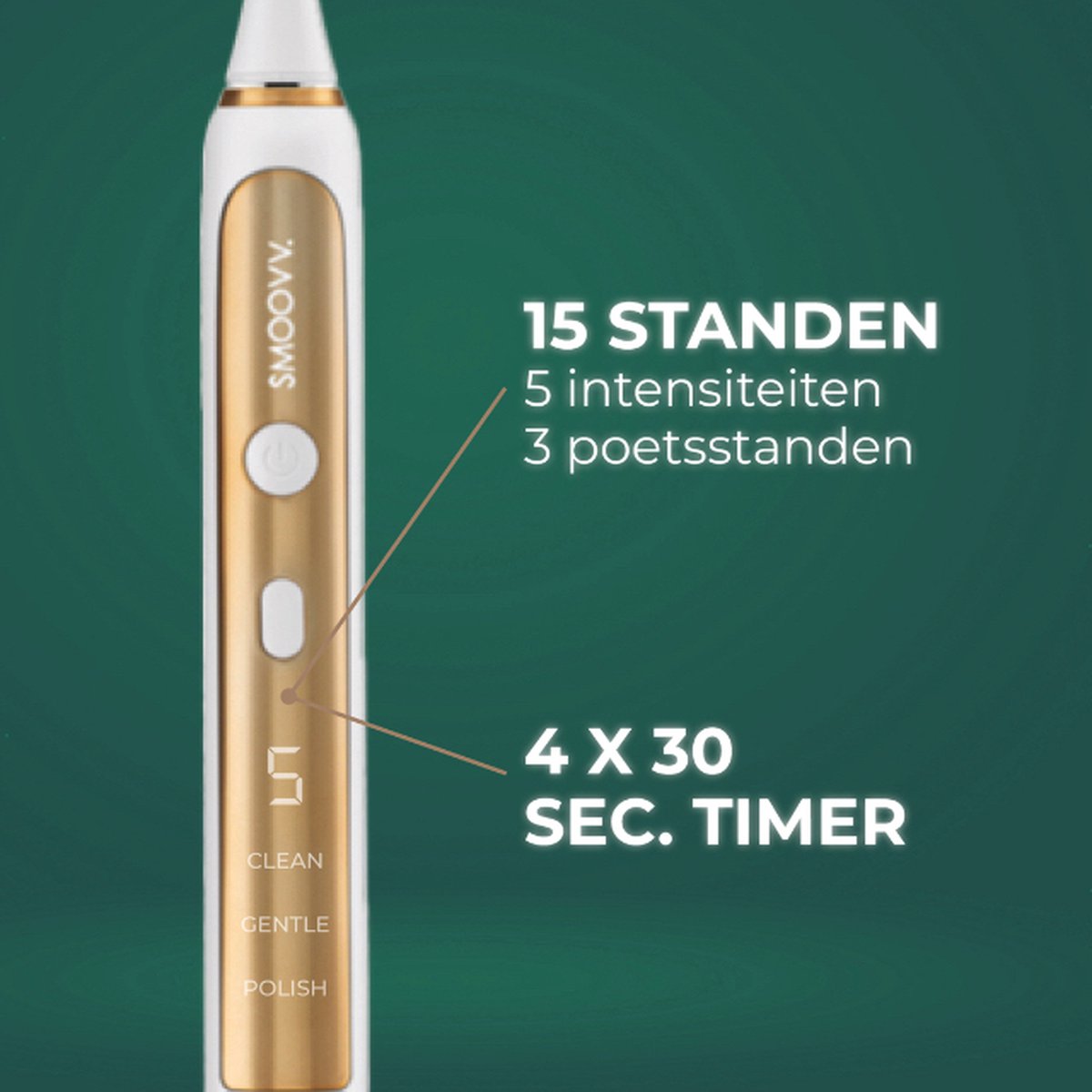 Smoovv Sense Elektrische Sonische Tandenborstel Wit Goud