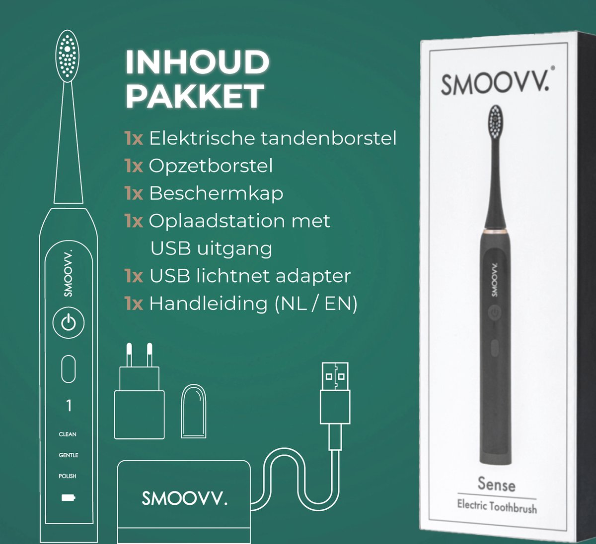 Smoovv Sense Elektrische Sonische Tandenborstel Zwart
