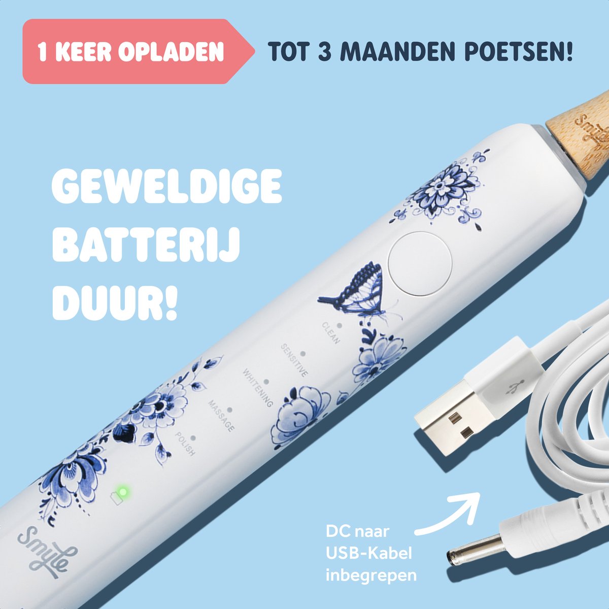 Wat vinden we goed aan de Smyle Sonische Elektrische Tandenborstel Delfstblauw