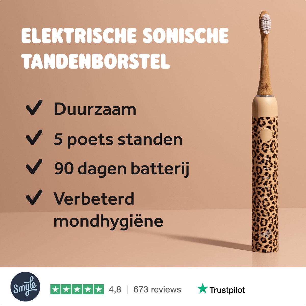 Wat vinden we goed aan de Smyle Sonische Elektrische Tandenborstel Panter