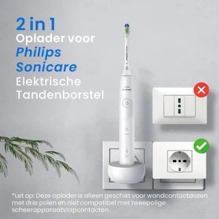 SnelShoppen oplaadstation voor elektrische tandenborstel, EU-wandlader voor Philips Sonicare