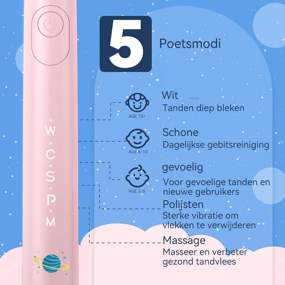 Solene Elektrische Tandenborstel Kind Oplaadbaar