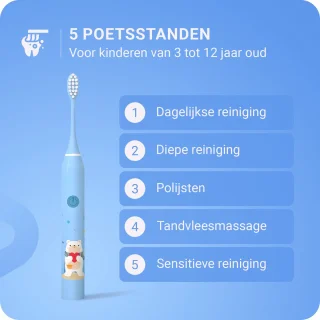 Sonische Elektrische Baby Tandenborstel Blauw Beer Voor Kinderen Vanaf 3 Jaar