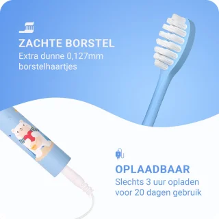 Sonische Elektrische Baby Tandenborstel Blauw Beer Voor Kinderen Vanaf 3 Jaar