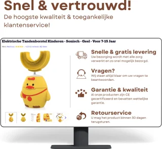 Sonische Elektrische Kindertandenborstel 7-15 Jaar Geel