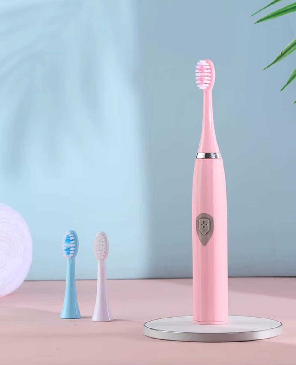 Sonische Roze Elektrische Tandenborstel Voor Volwassenen en Kinderen Inclusief 2 Opzetstukken